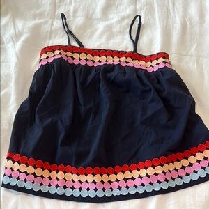 Colorful Embroidered Navy Tank Top Entro Size medium